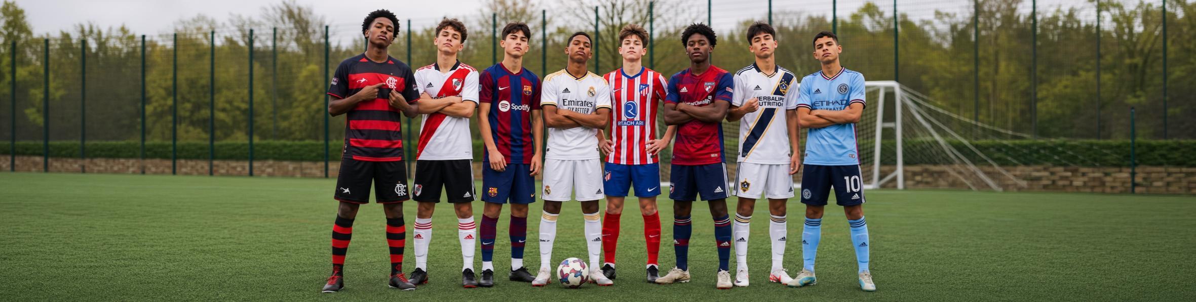 Atletas com camisas de clubes internacionais